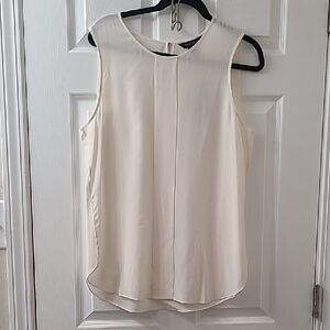 White House Black Market Silk Cream Sleeveless Blouse